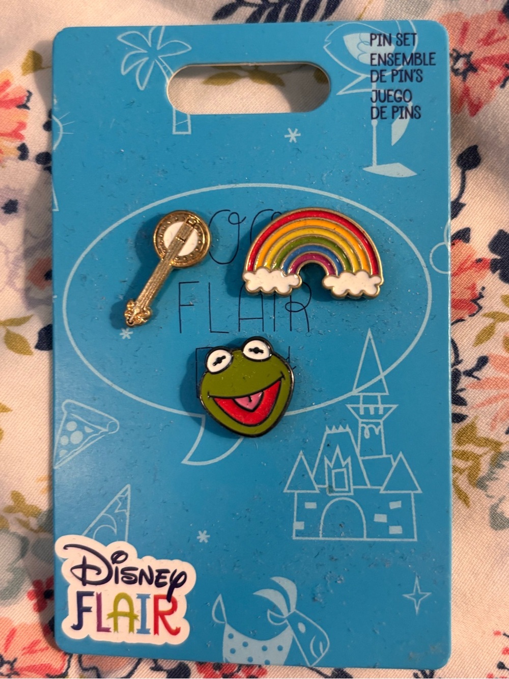 Disney Enamel Pin Set - Blue Backing with White Pins
